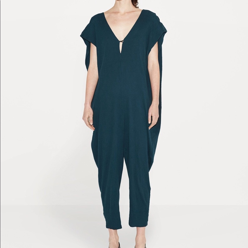 Black Crane Gathered Jumper in Peacock